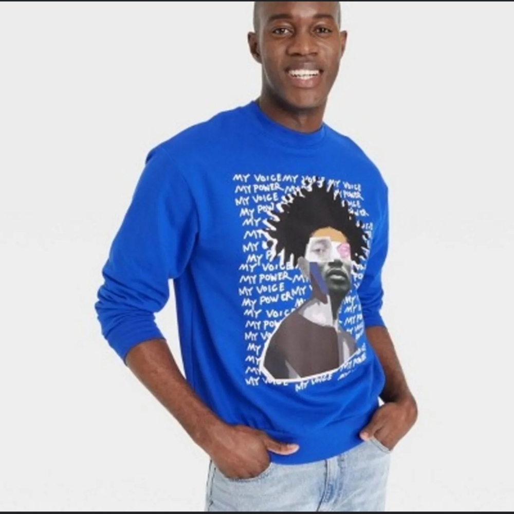 Target Black History Month My Voice My Power Blue Sweatshirt, sz M , EUC